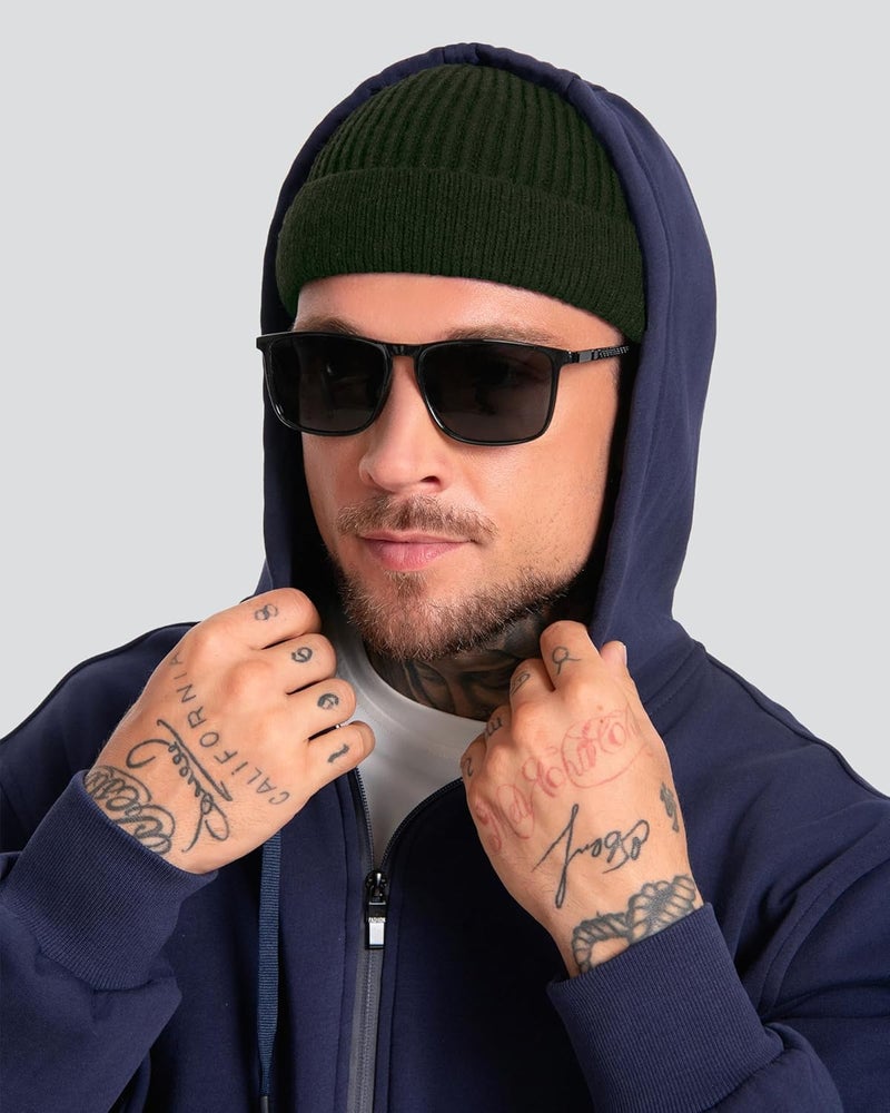 Roybens Short Fisherman Beanie for Men Women, Wool Warm Winter Hat, Swag Knit Cuff Soft Trawler Beanies Watch Cap Skull Caps - Image 2